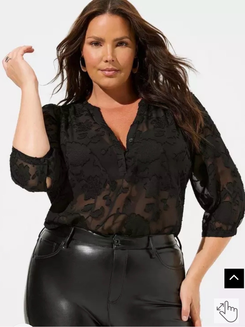 Torrid Harper Clip Chiffon Pullover 3/4 Sleeve Blouse